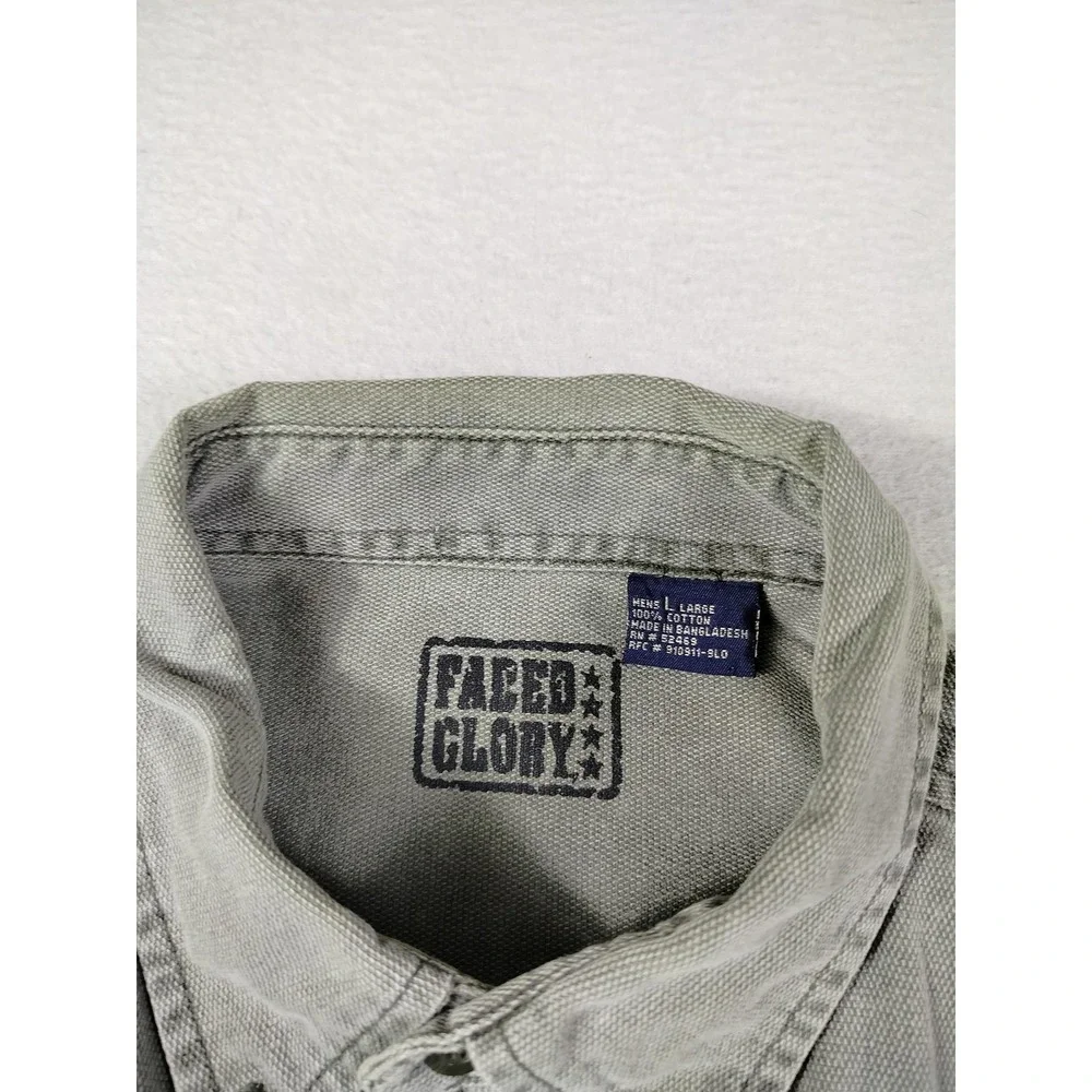 Faded Glory Shirt Mens Large Green Canvas Lumberjack Utility Workwear‎ Outdoors